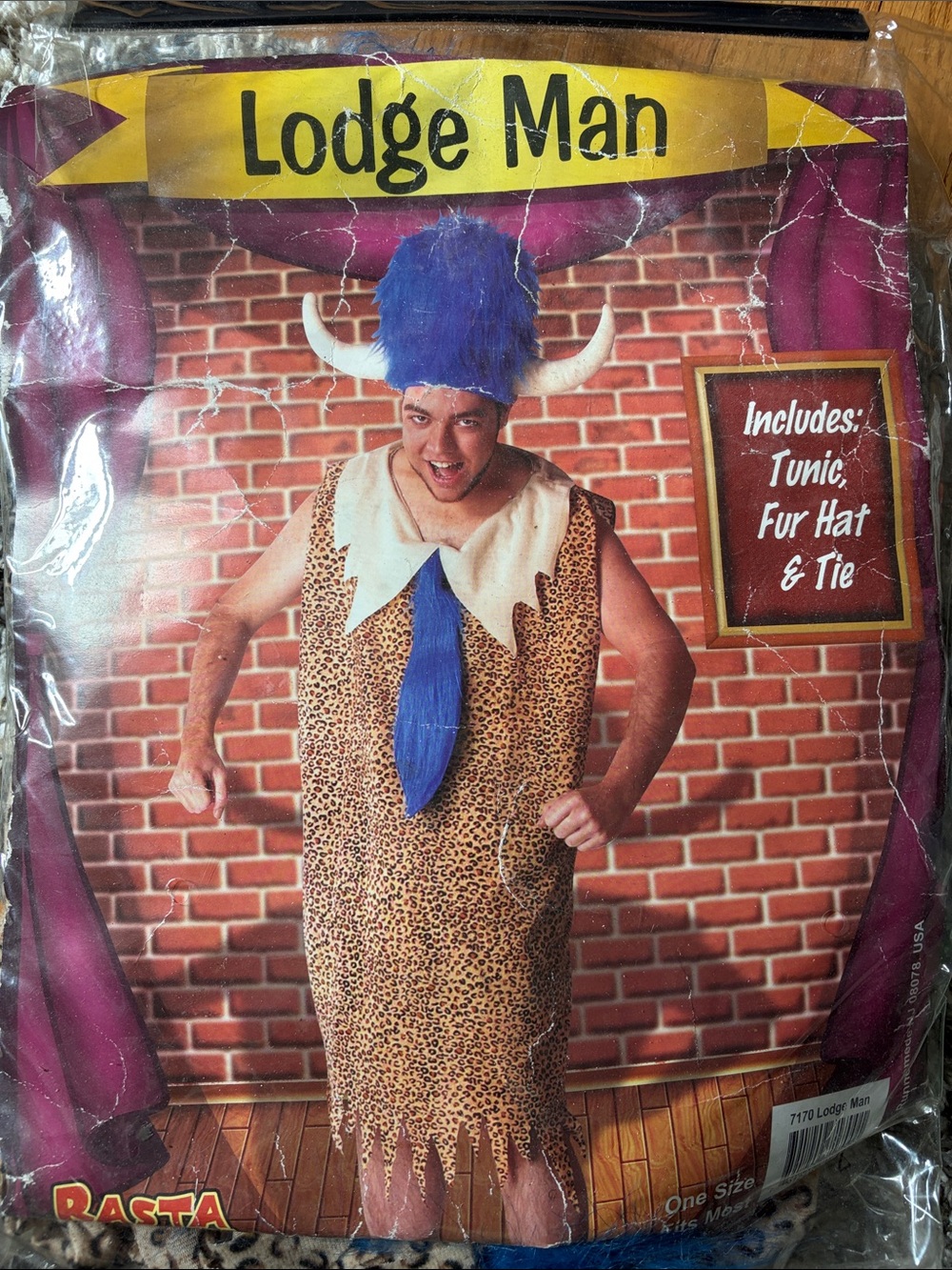 Men’s Lodge Man Halloween Costume - Blue & Leopard Tunic Set- OS